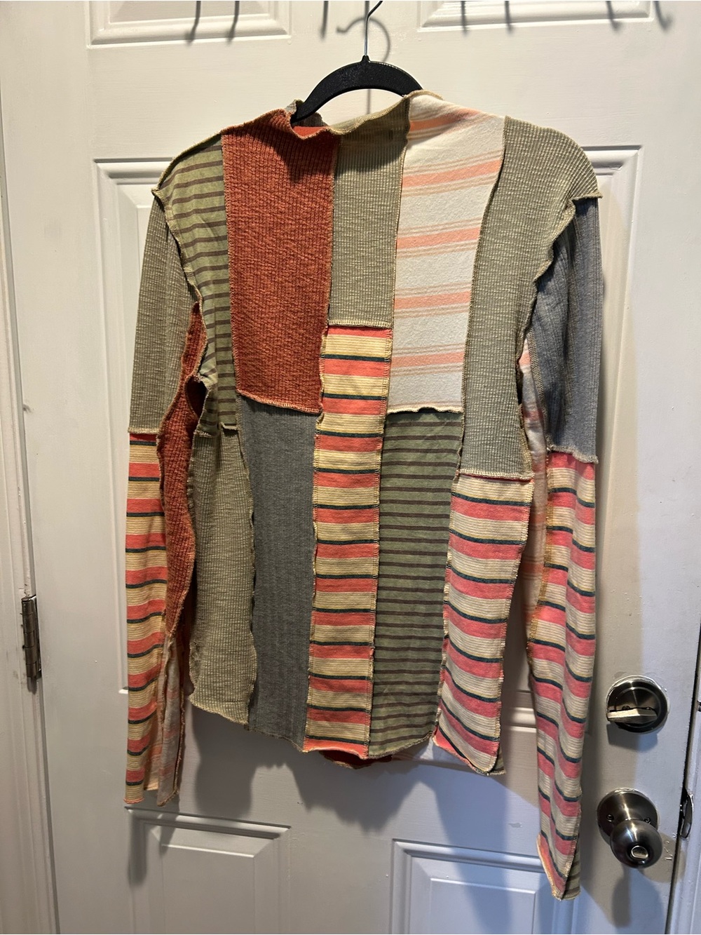 Oli & Hali Multicolor Ribbed Patchwork Sweater - Coral Stripe